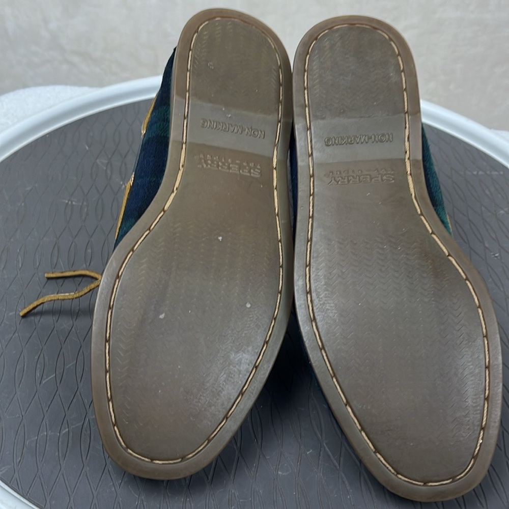 Sperry Blue and Green Plaid Topsider Boat Shoes Womens 7.5 - Picture 7 of 15
